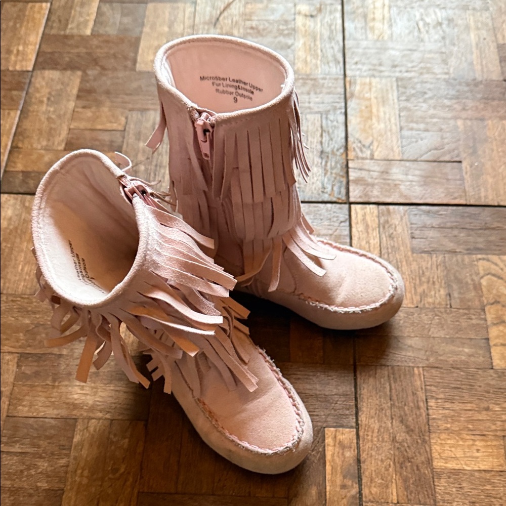 Pink Fringe Kids Boots